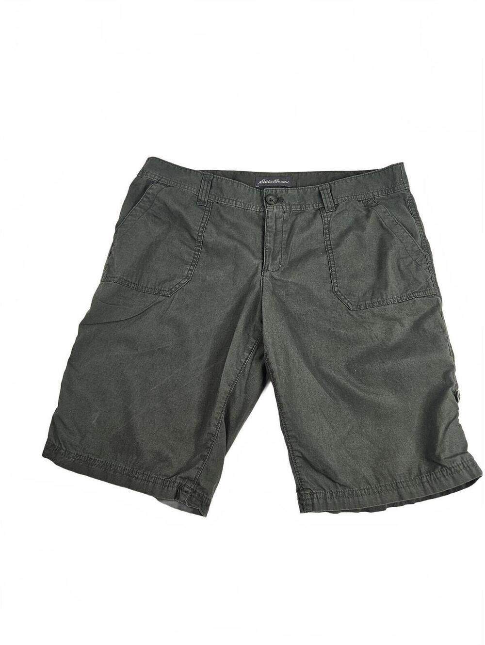 Eddie Bauer Women's Gray Casual Shorts Size 14 w/Button-Up Hem for Versatility - Picture 3 of 8
